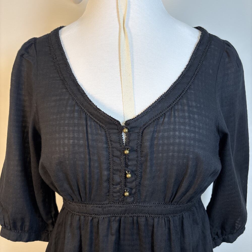 Old Navy Lace Trim Black Dress M Witchy Edwardian Victorian Goth